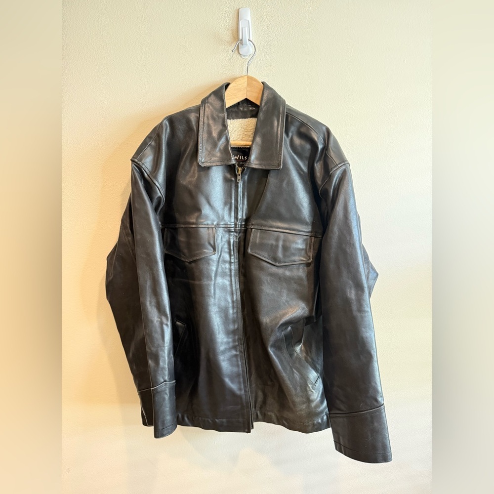 Wilson Black Leather Military Jacket